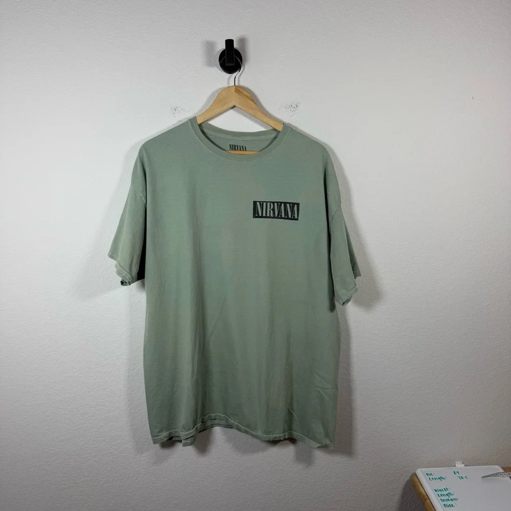 Nirvana Unisex Oversized Something In The Way Crewneck Tee Green/Black 2XL